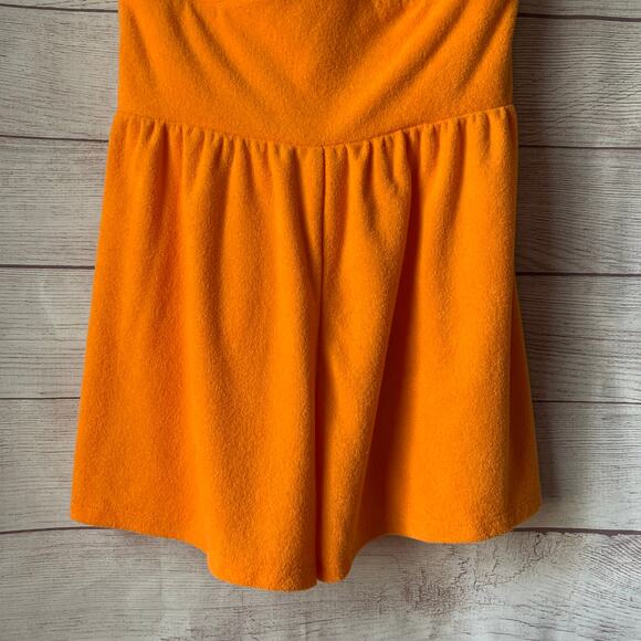 Wild Fable Orange Terry Cloth Romper Short Outfit Bow Front Keyhole Halter Tie S - Picture 3 of 11